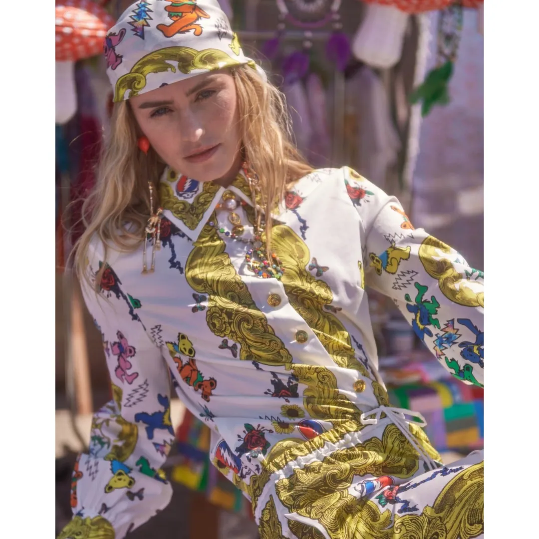 Grateful Dead Fabulous Button Down Scarf Blouse
