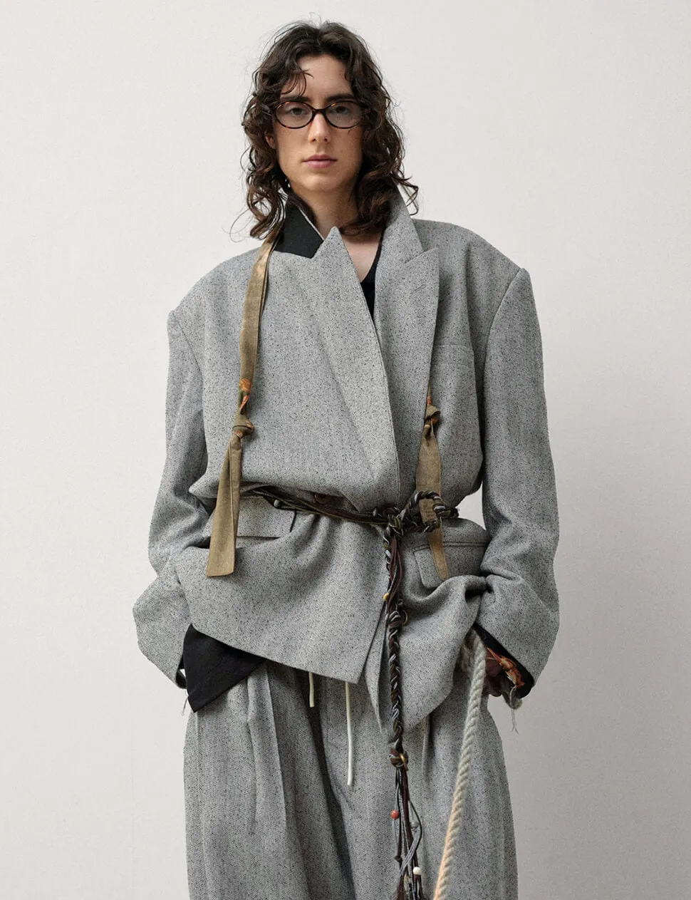Grey Suit Oversized Blazer