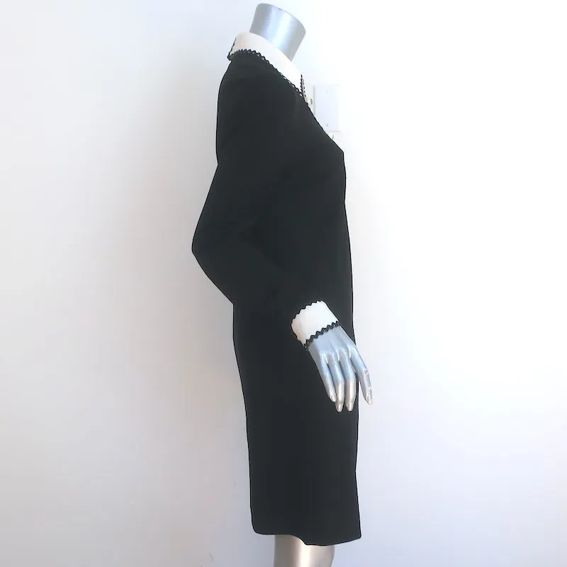Gucci Contrast-Trim Long Sleeve Shift Dress Black Stretch Jersey Size Large