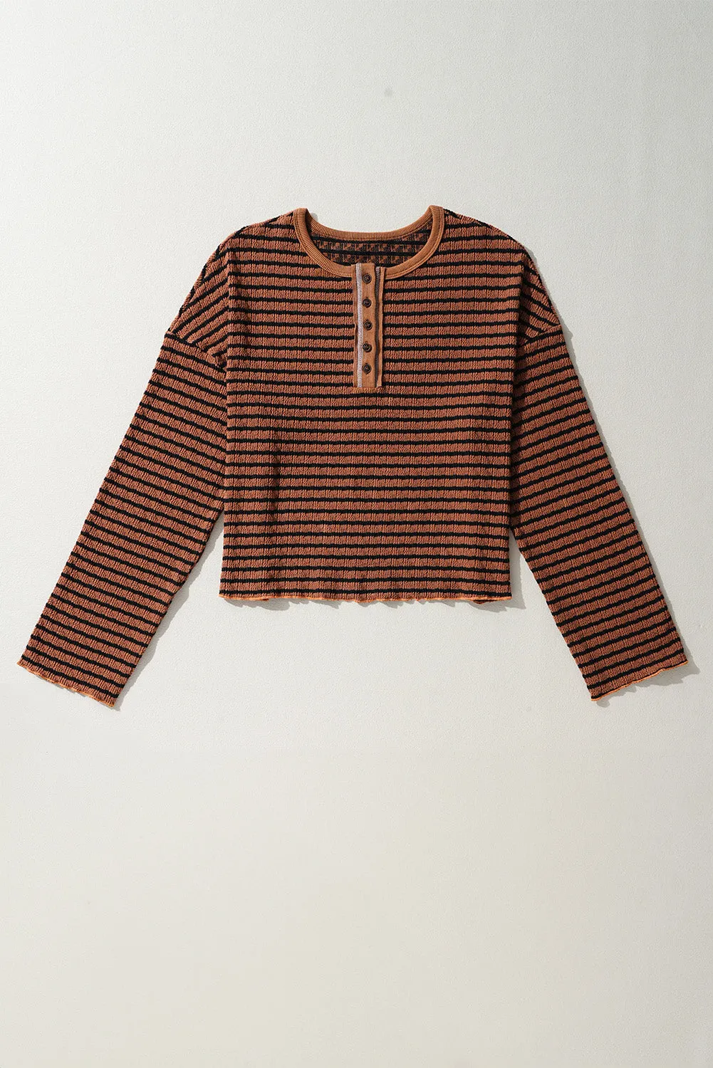 Hadley Striped Half Button Long Sleeve Blouse