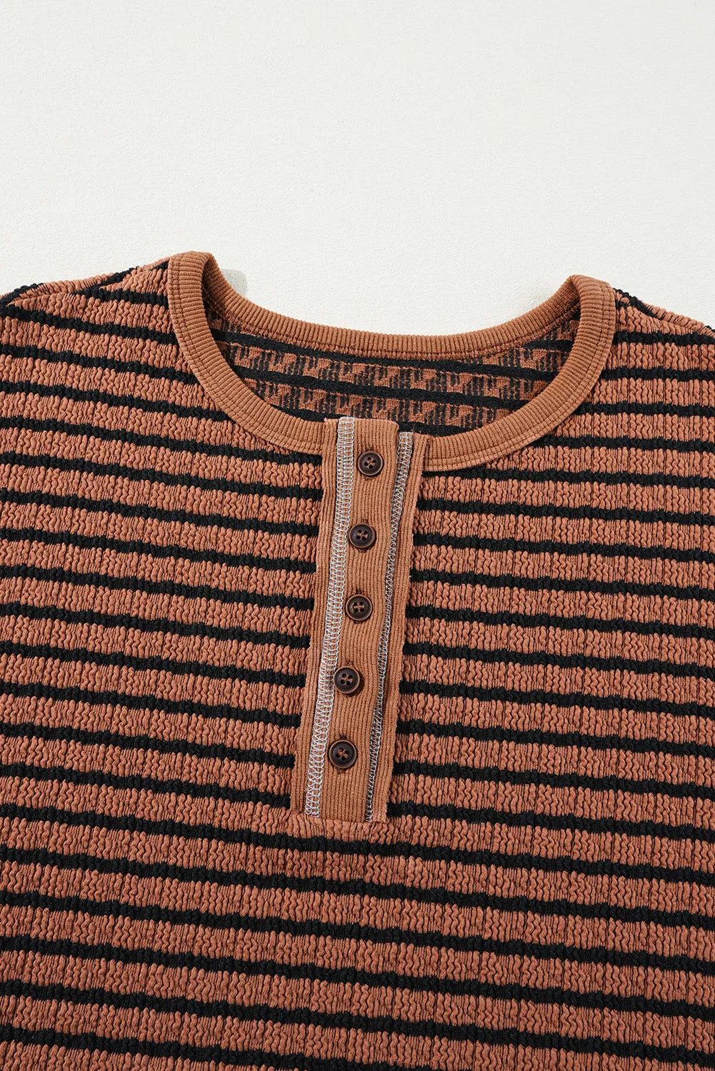 Hadley Striped Half Button Long Sleeve Blouse