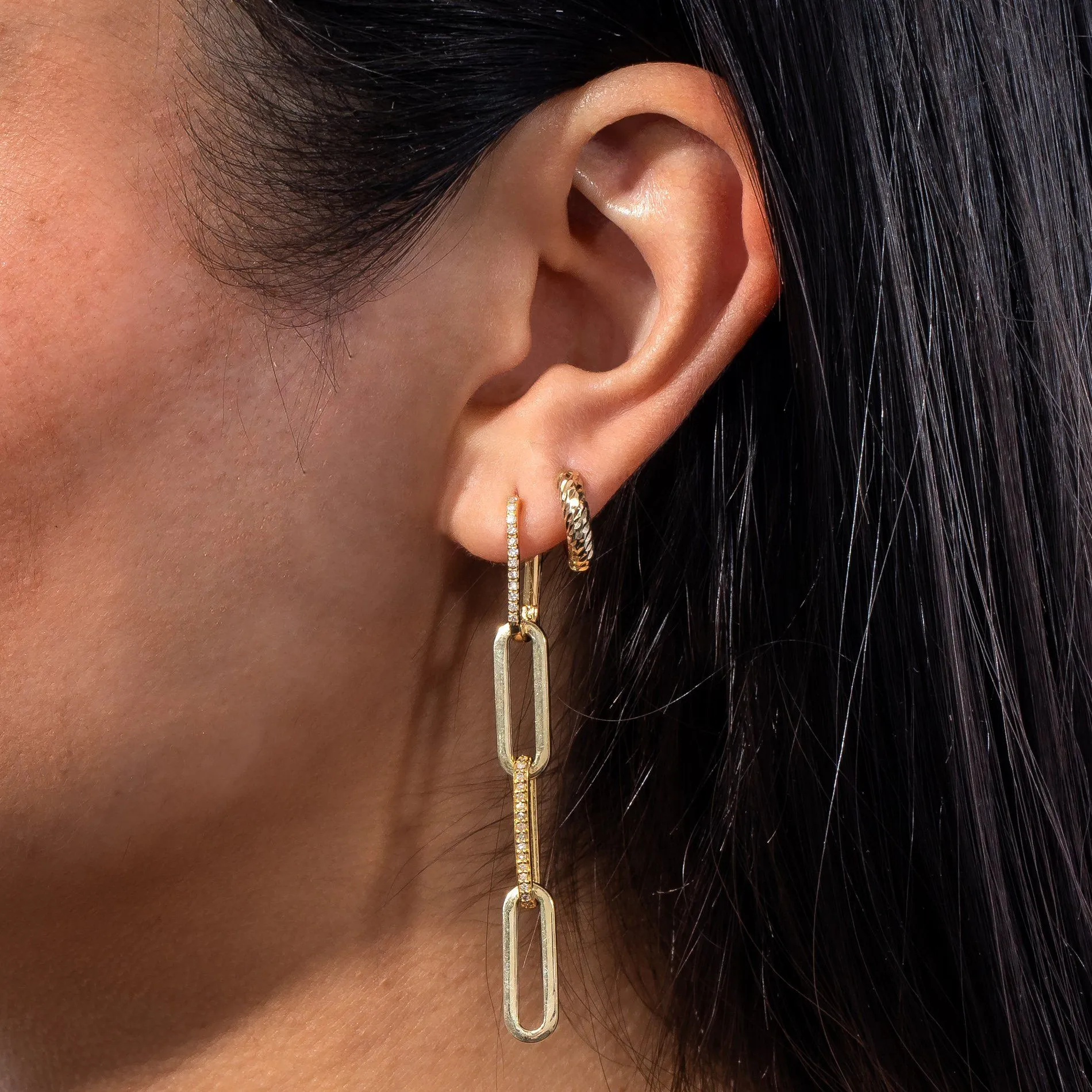 Hammered Huggie Earring 14K