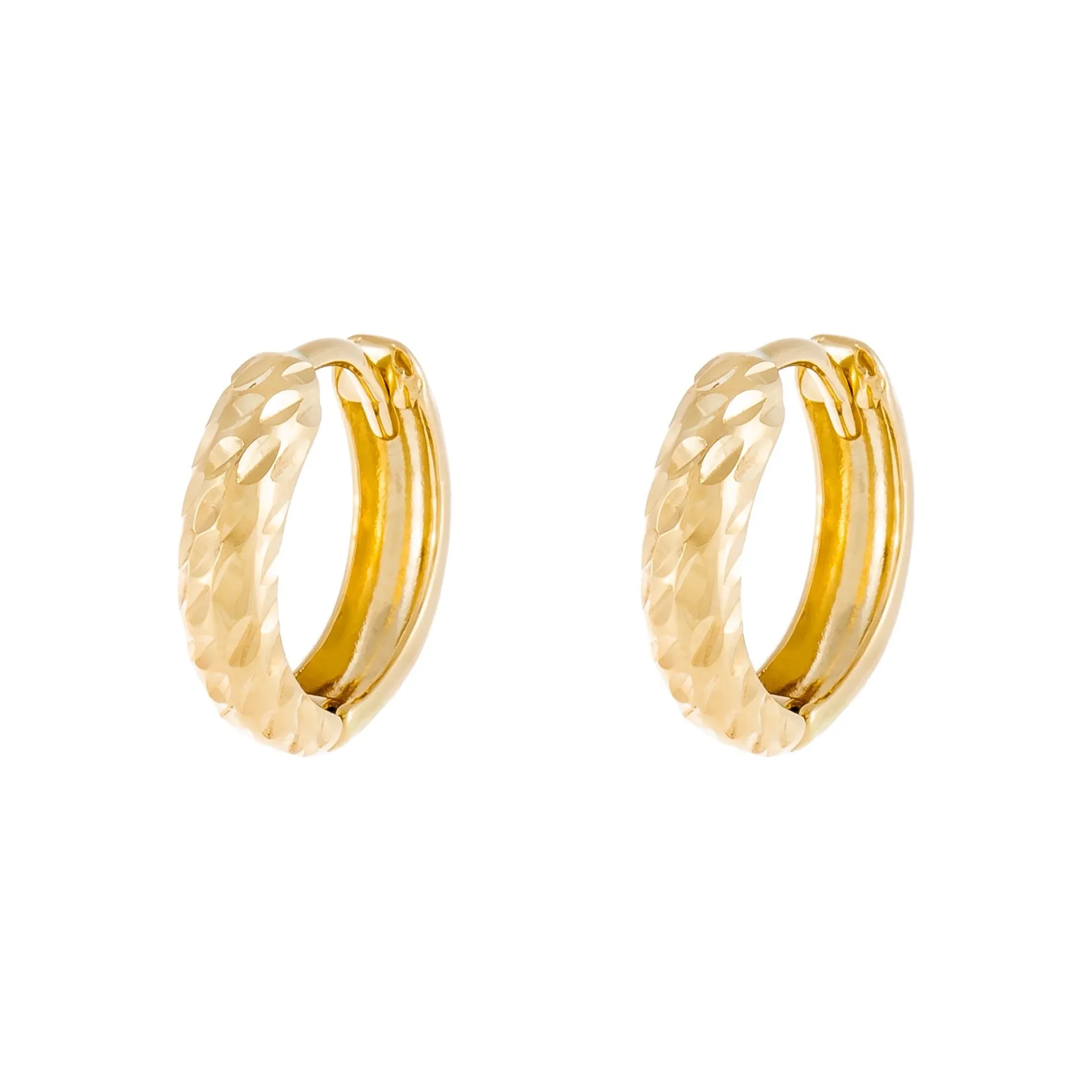 Hammered Huggie Earring 14K