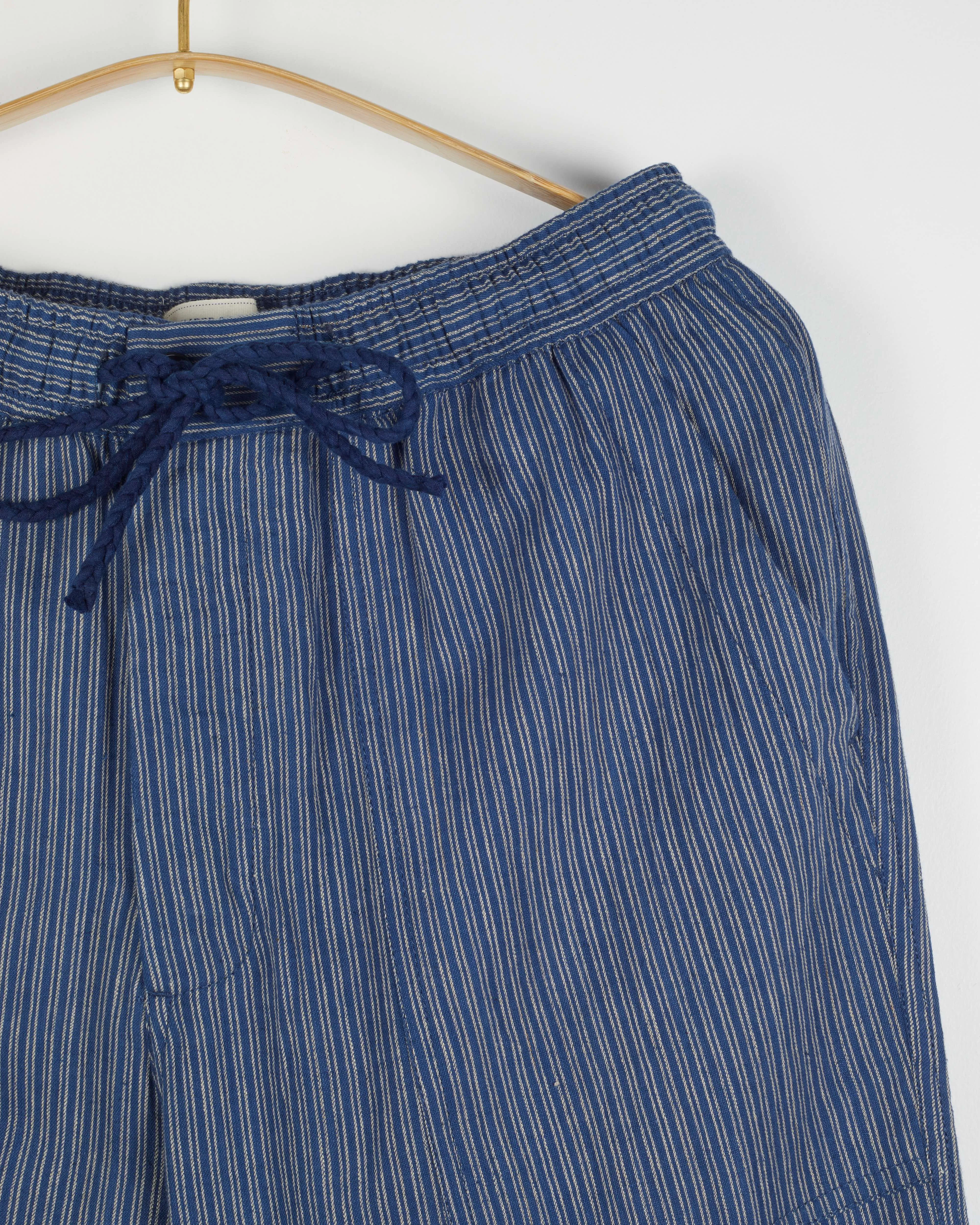 Harshad Utility Pant in Twill Indigo Stripes Kora