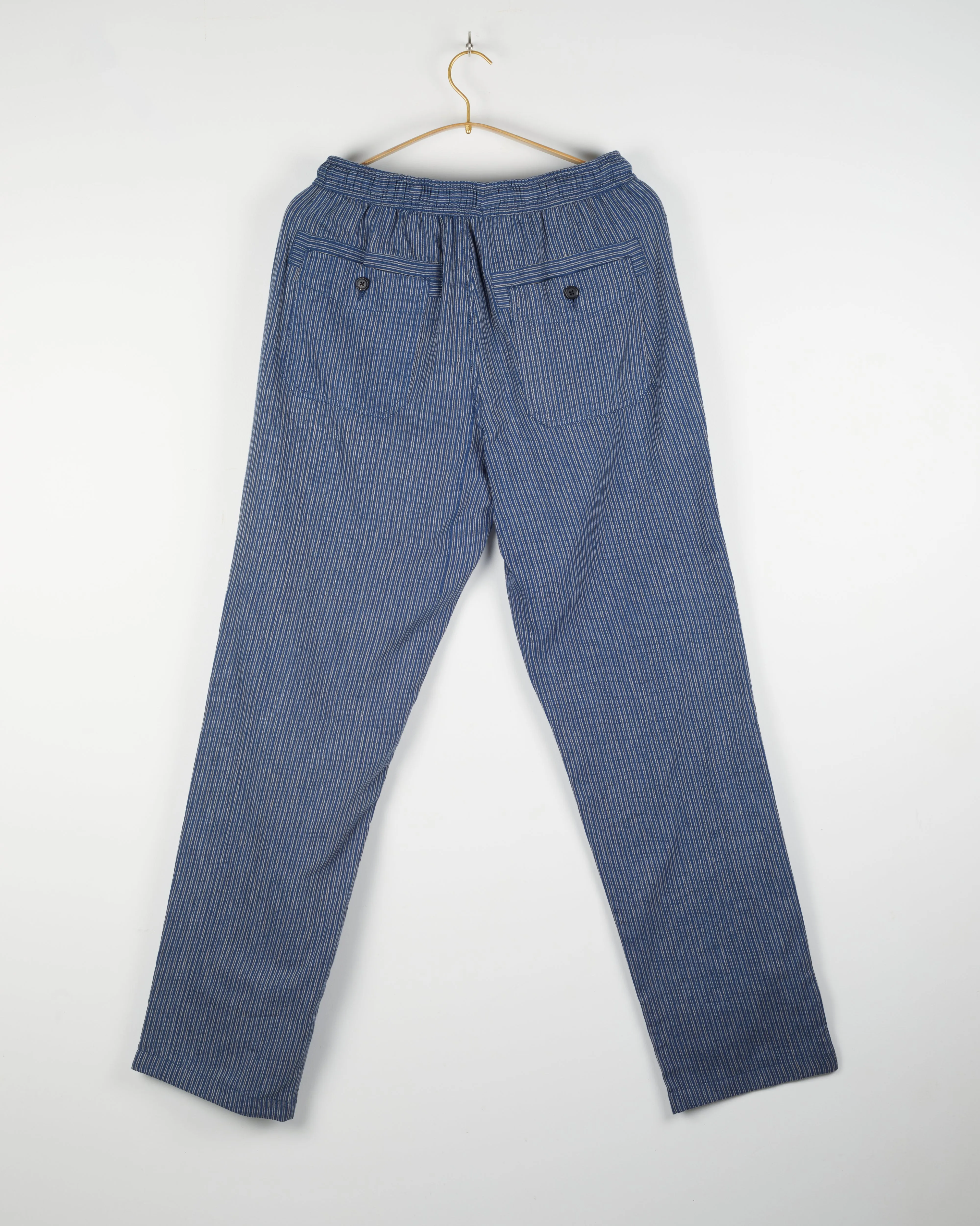 Harshad Utility Pant in Twill Indigo Stripes Kora