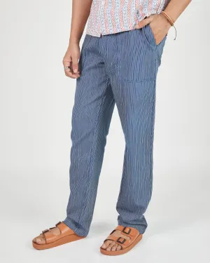 Harshad Utility Pant in Twill Indigo Stripes Kora