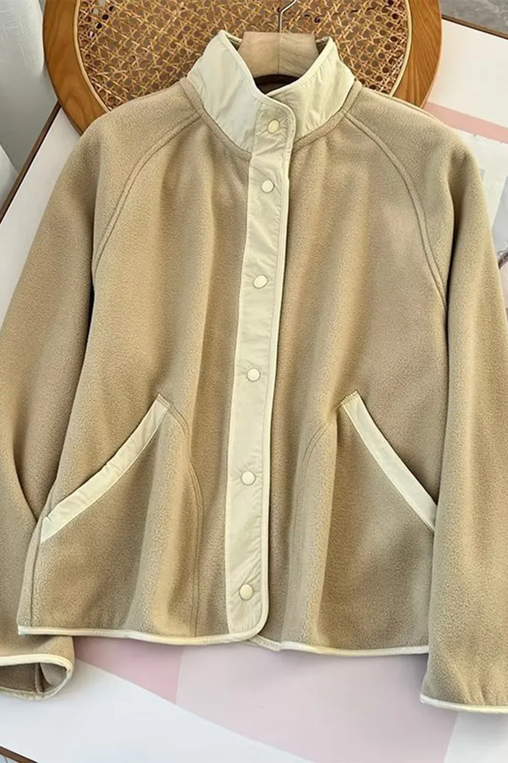 Hazel Blues® |  Double Take Snap Down Raglan Sleeve Jacket with Pockets