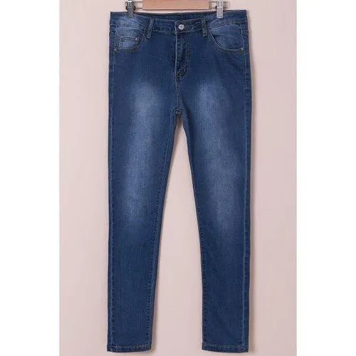 High-Waisted Tapered Jeans - Blue M