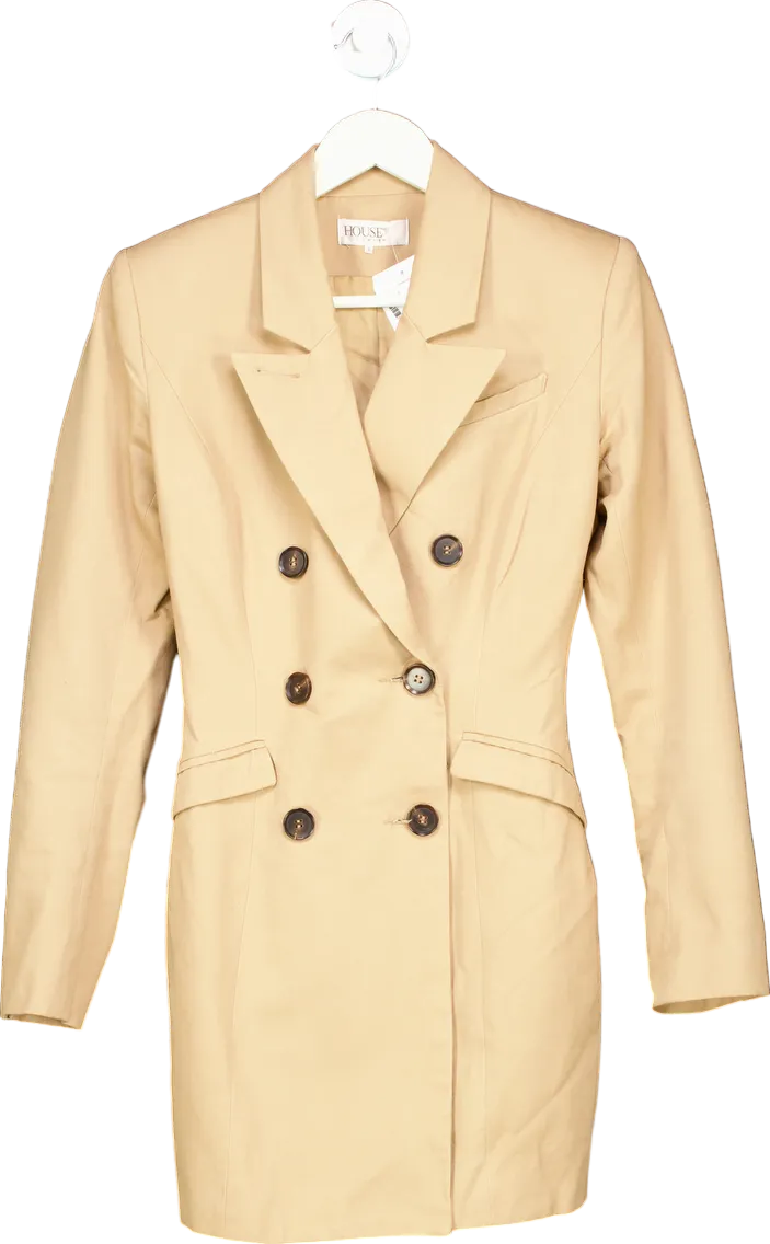 House of CB Beige Double-Breasted Blazer UK S