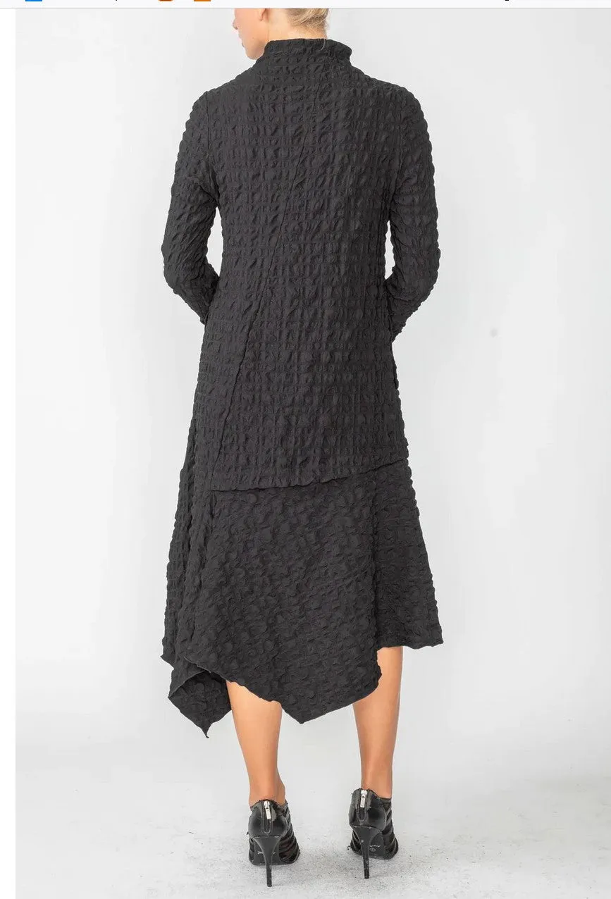 IC Collection 4614D MOCK NECK SHIFT SILHOUETTE ASYMMETRIC HEM DRESS