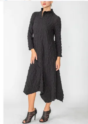 IC Collection 4614D MOCK NECK SHIFT SILHOUETTE ASYMMETRIC HEM DRESS