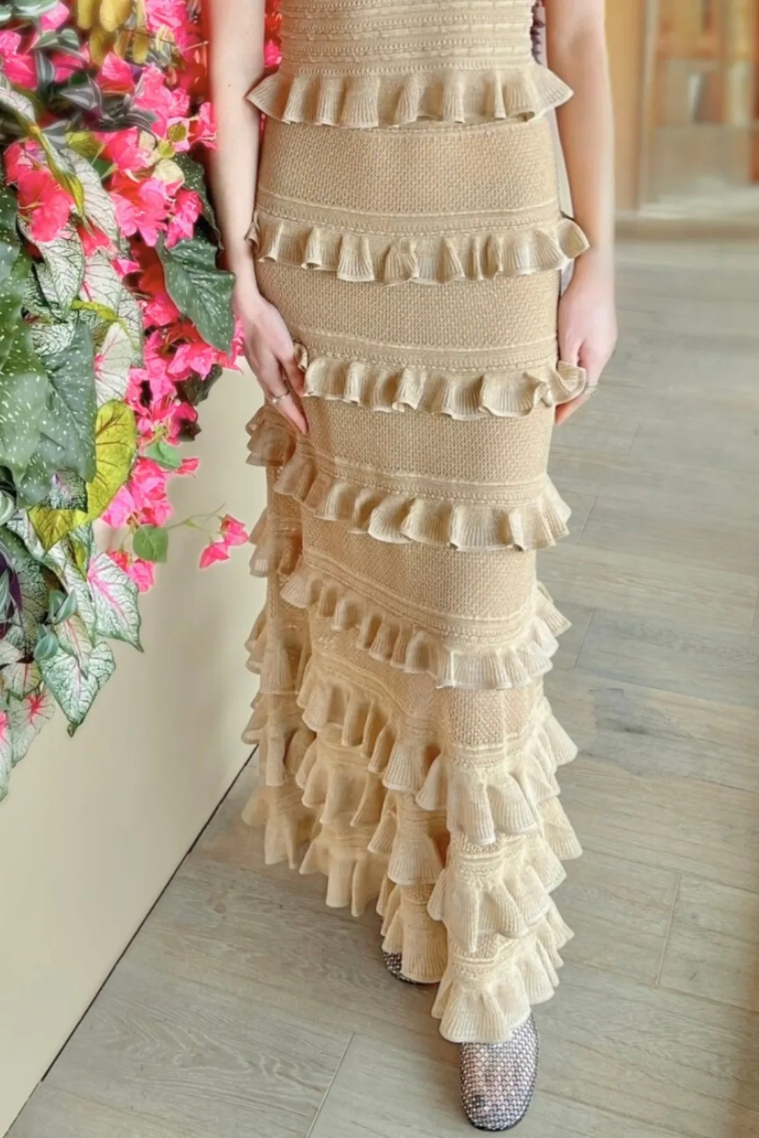 Illuminate Lace Frill Skirt | Metallic Gold