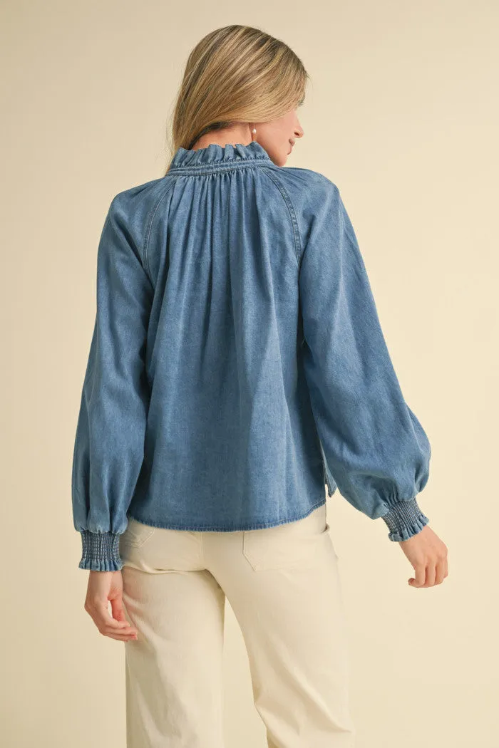 INDIGO CHARM DENIM TOP