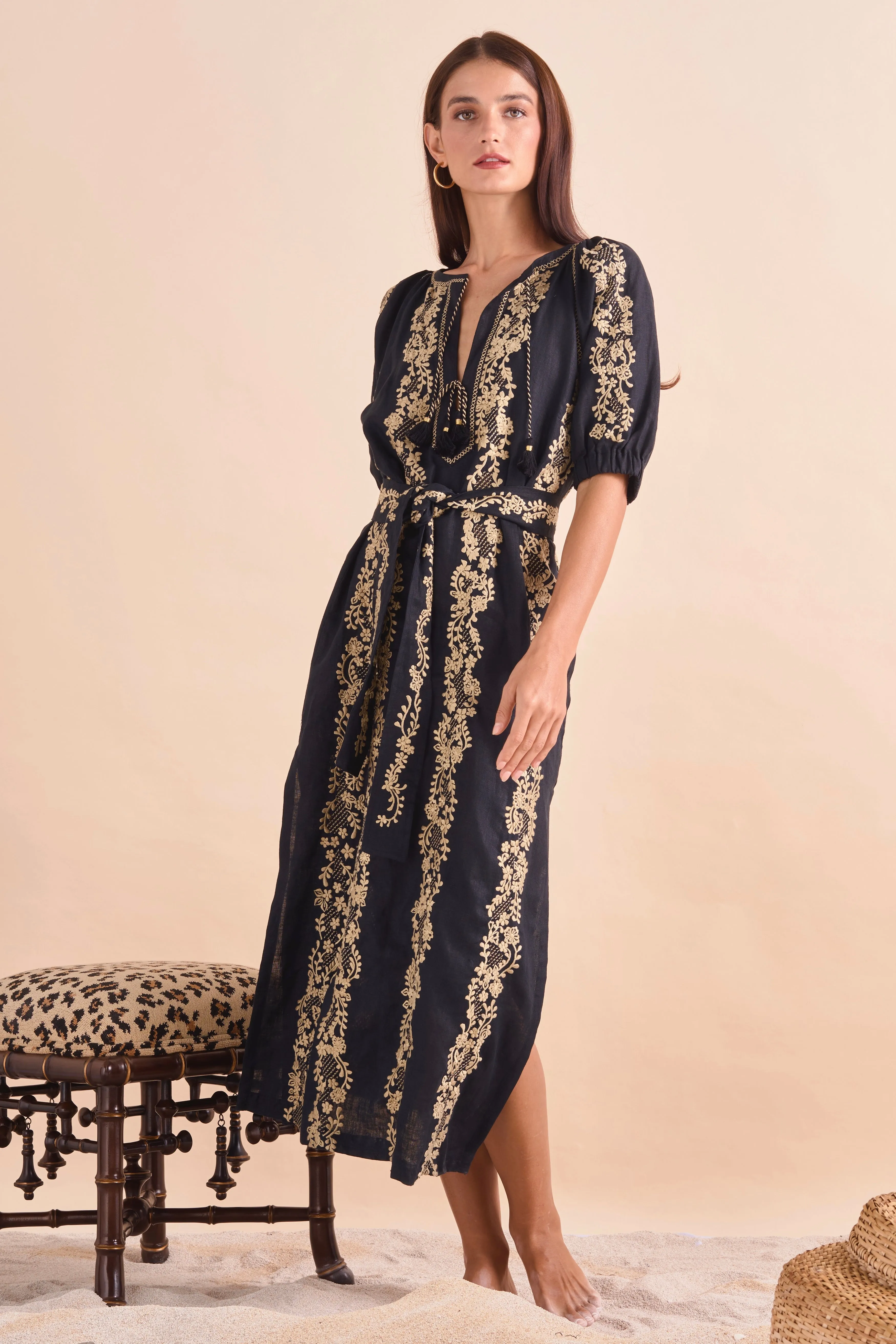 Ines Dress, Blk Khaki
