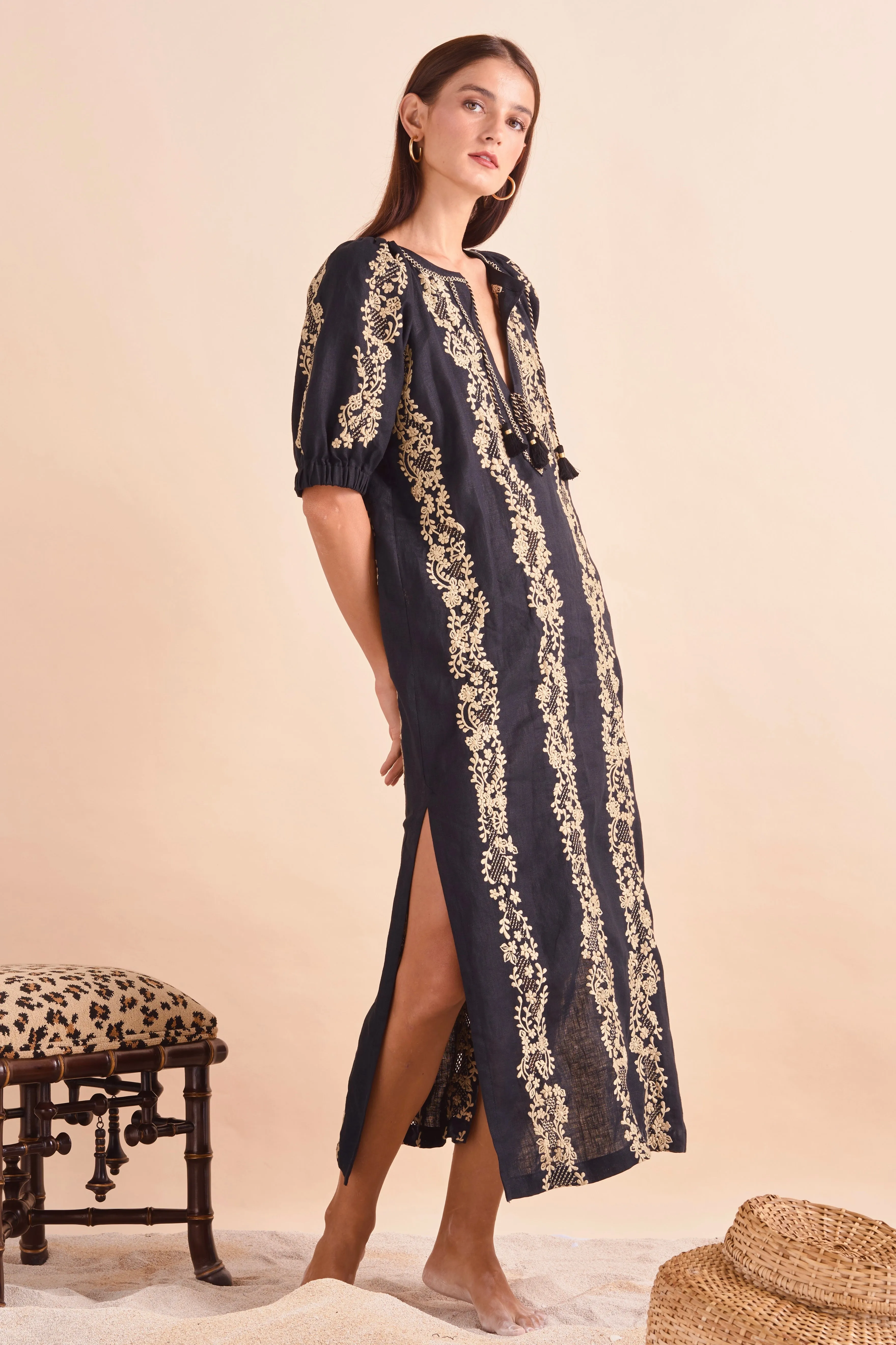 Ines Dress, Blk Khaki