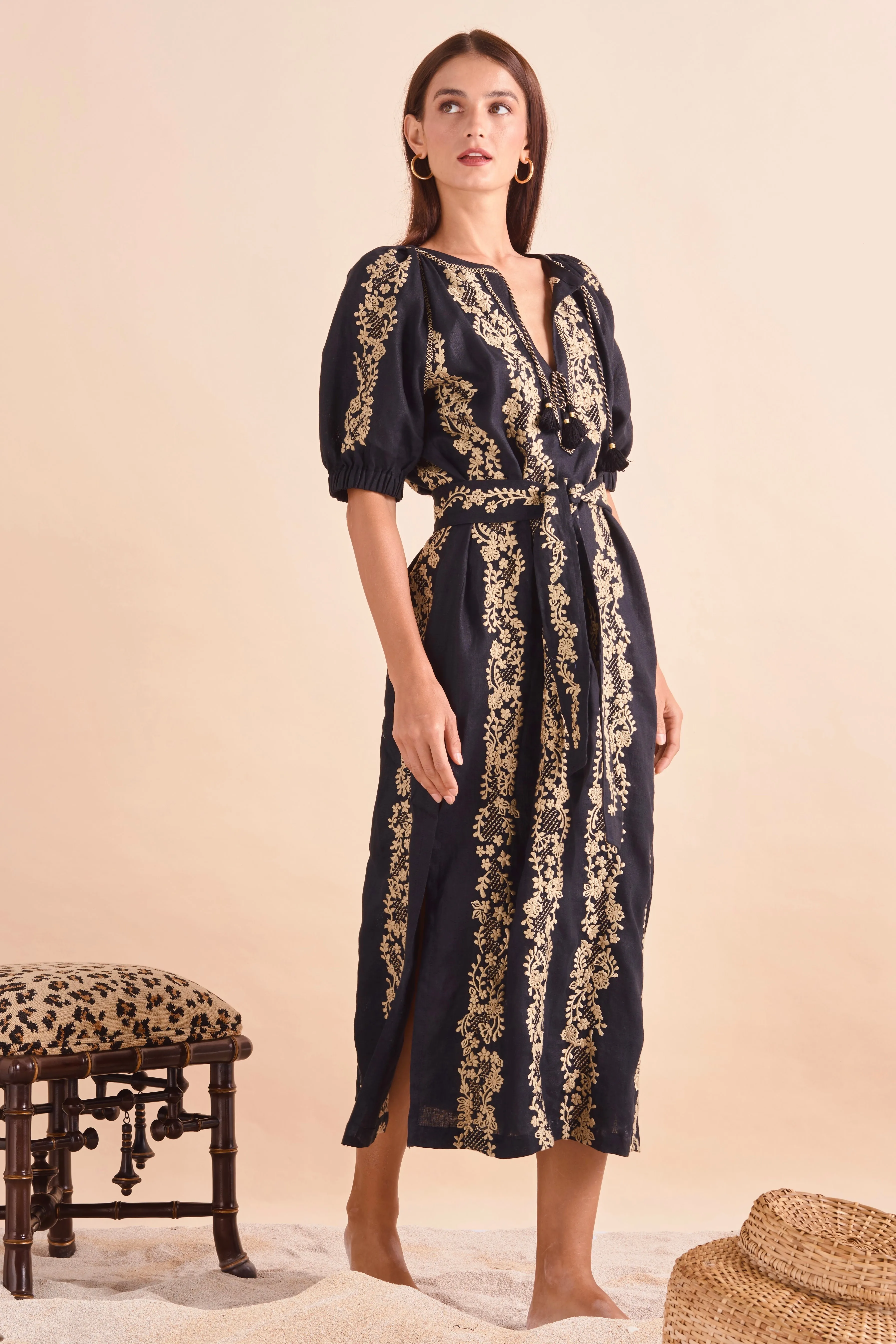 Ines Dress, Blk Khaki