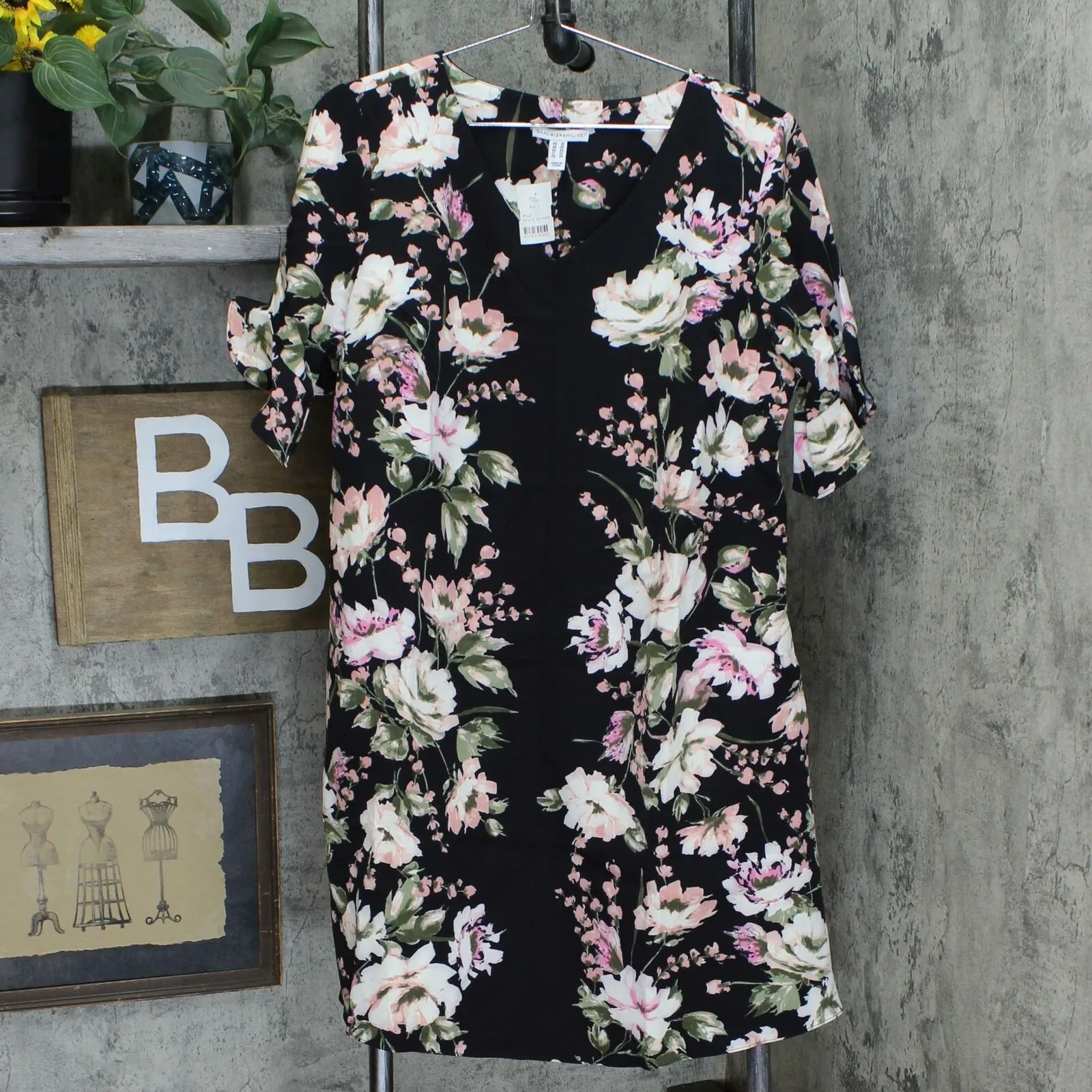 Isaac Mizrahi Live! Women's Floral Printed Stretch Crepe Woven Swing Dress