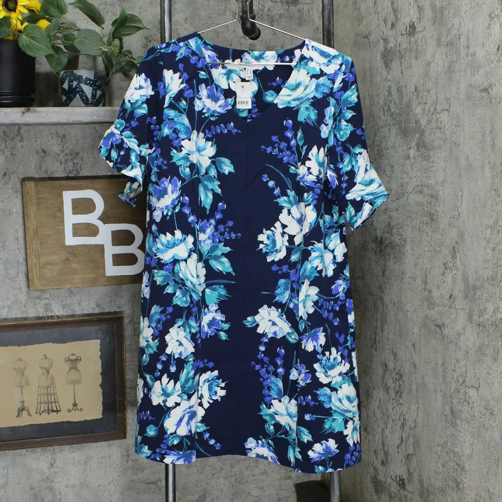Isaac Mizrahi Live! Women's Floral Printed Stretch Crepe Woven Swing Dress