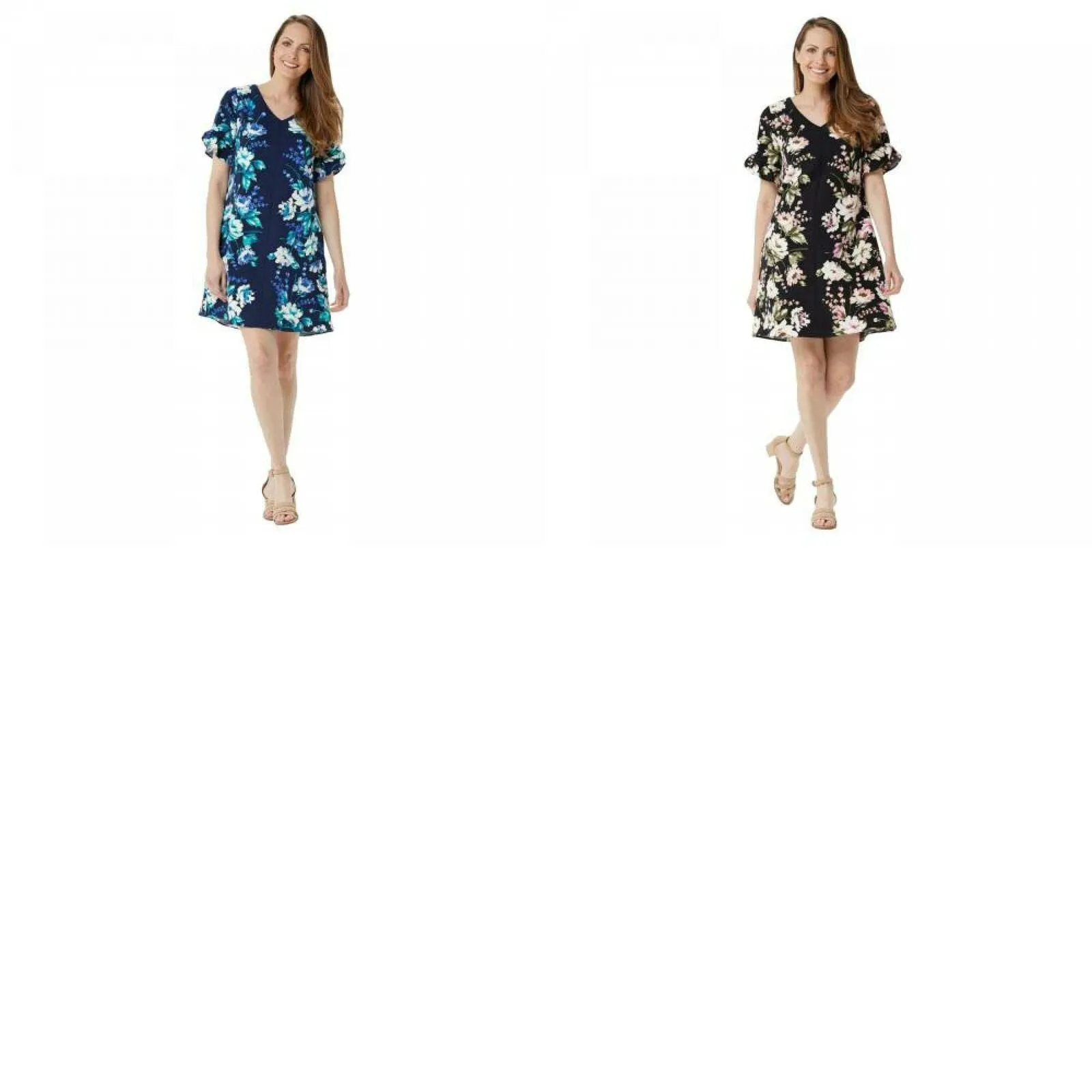 Isaac Mizrahi Live! Women's Floral Printed Stretch Crepe Woven Swing Dress