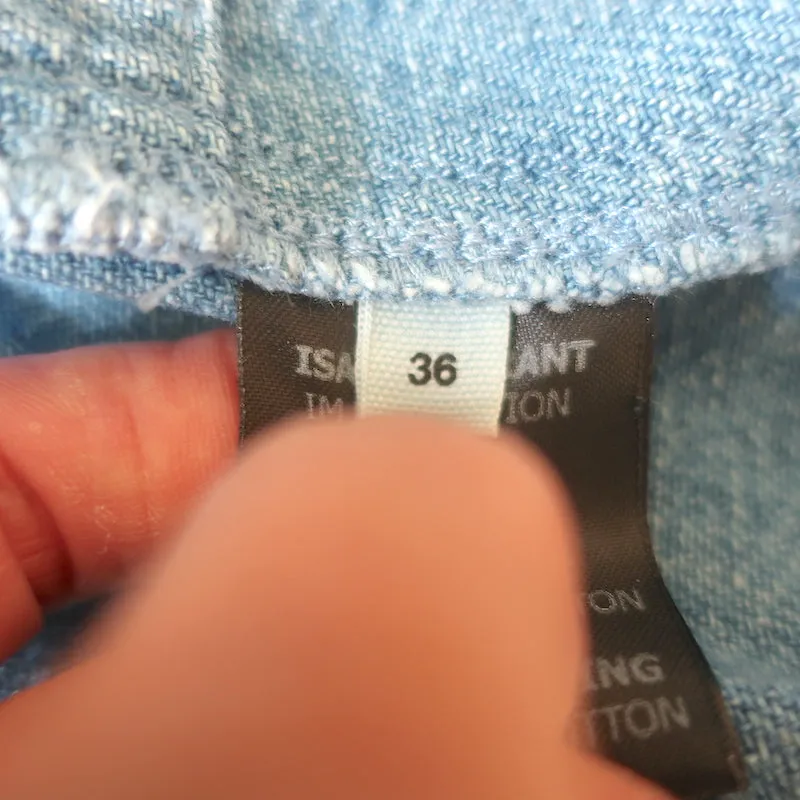 Isabel Marant Etoile Oriane Denim Mini Dress Blue Size 36 Short Sleeve Shift NEW