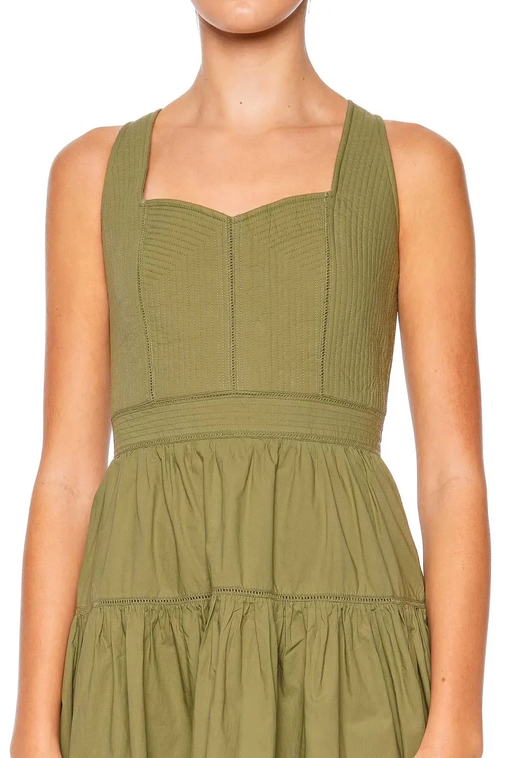 Isadora Embroidered Scallop Cotton Midi Dress