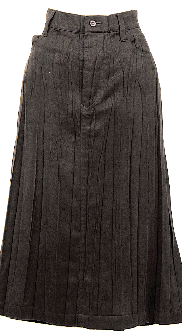 ISSEY MIYAKE Japan. Brown Faux Suede Pleated Skirt