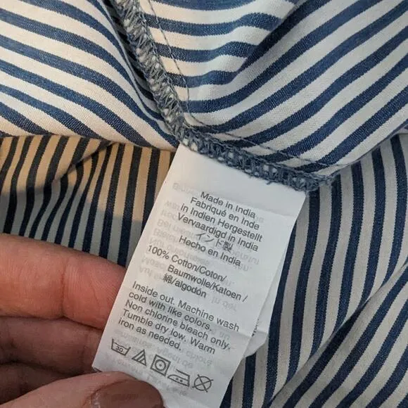 J. Crew Blue Striped Side Button Midi Trademark Skirt Tahlia Stripe Size 6