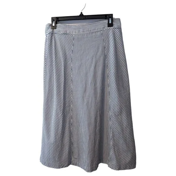 J. Crew Blue Striped Side Button Midi Trademark Skirt Tahlia Stripe Size 6
