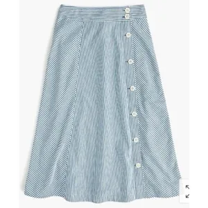 J. Crew Blue Striped Side Button Midi Trademark Skirt Tahlia Stripe Size 6