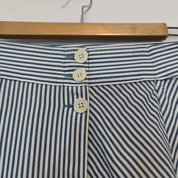 J. Crew Blue Striped Side Button Midi Trademark Skirt Tahlia Stripe Size 6