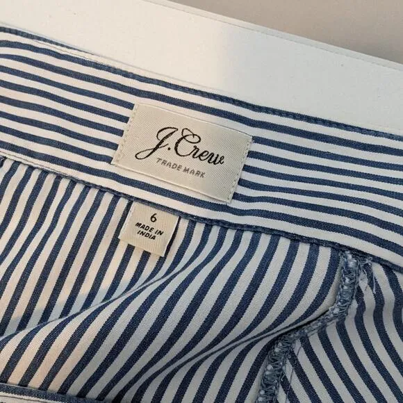 J. Crew Blue Striped Side Button Midi Trademark Skirt Tahlia Stripe Size 6