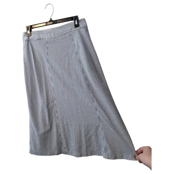 J. Crew Blue Striped Side Button Midi Trademark Skirt Tahlia Stripe Size 6