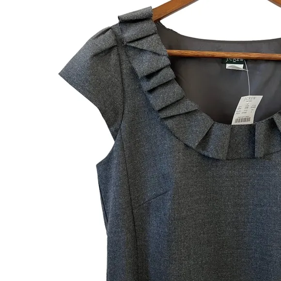 J. Crew NEW Wool Blend Ribbon Ravine Shift Dress In Charcoal Gray Size 4