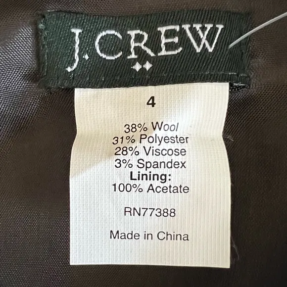 J. Crew NEW Wool Blend Ribbon Ravine Shift Dress In Charcoal Gray Size 4