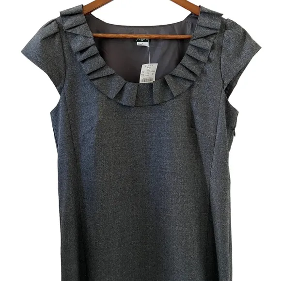J. Crew NEW Wool Blend Ribbon Ravine Shift Dress In Charcoal Gray Size 4
