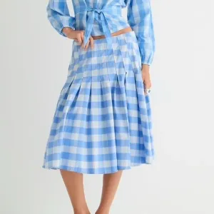 J Crew Pleated cotton poplin midi skirt in Bristow gingham Size 6 EUC It#C65