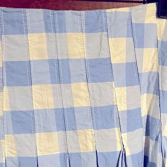 J Crew Pleated cotton poplin midi skirt in Bristow gingham Size 6 EUC It#C65