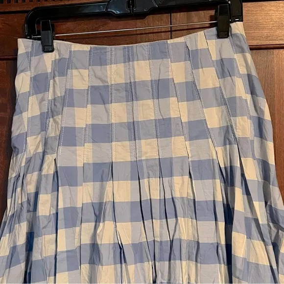 J Crew Pleated cotton poplin midi skirt in Bristow gingham Size 6 EUC It#C65