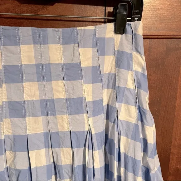J Crew Pleated cotton poplin midi skirt in Bristow gingham Size 6 EUC It#C65
