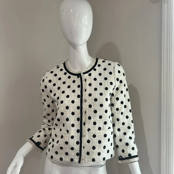 J. Crew Polka Dot Textured Tweed Blazer Jacket