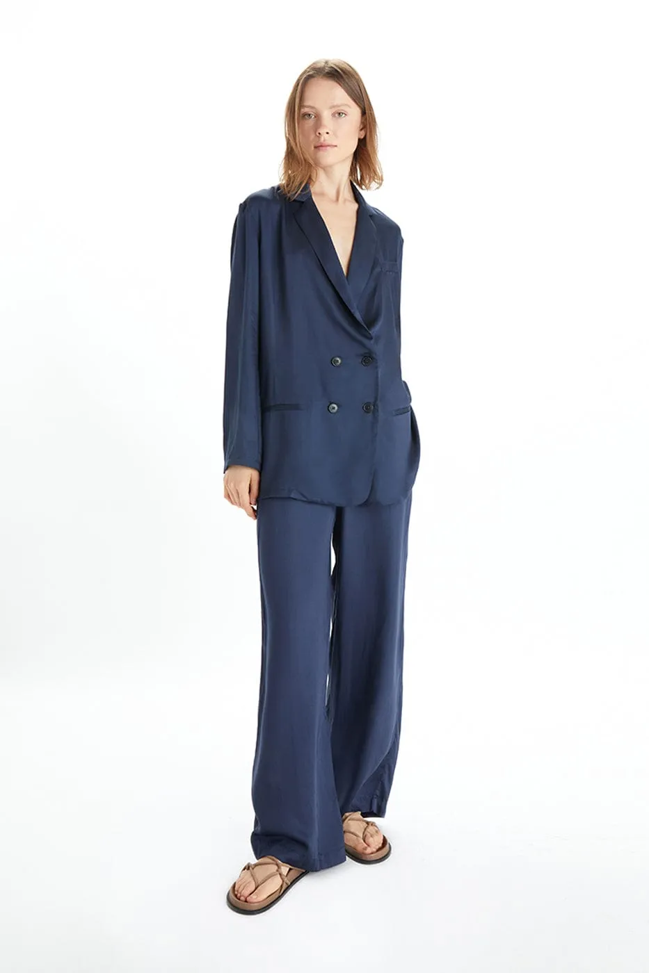 Jane Satin TENCEL™ Double Breasted Jacket | Multiple Colours