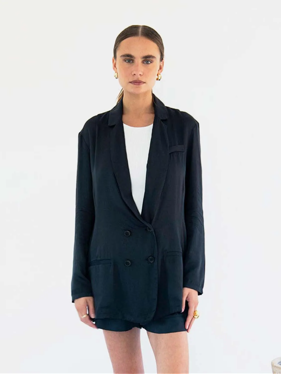 Jane Satin TENCEL™ Double Breasted Jacket | Multiple Colours