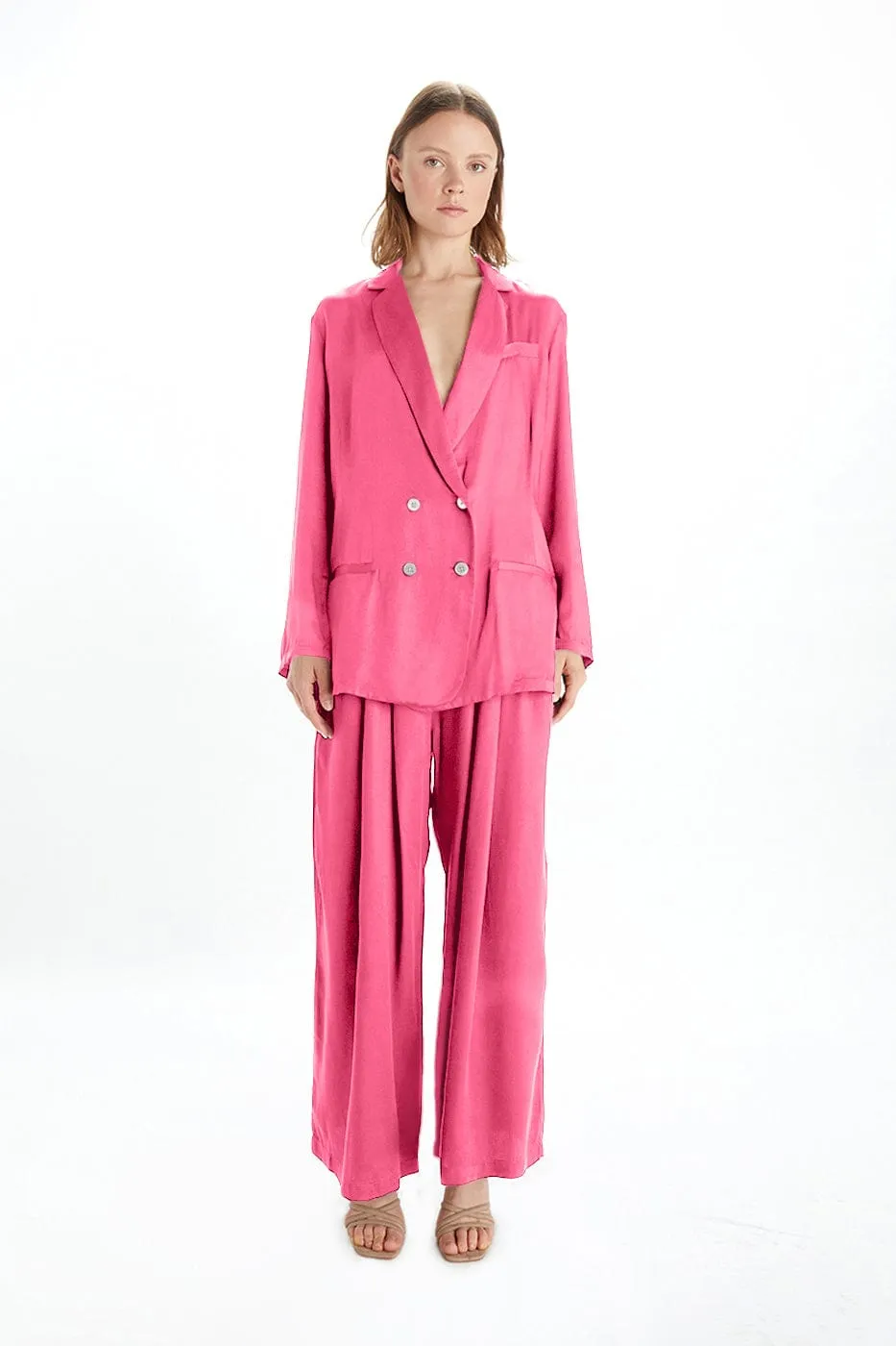Jane Satin TENCEL™ Double Breasted Jacket | Multiple Colours