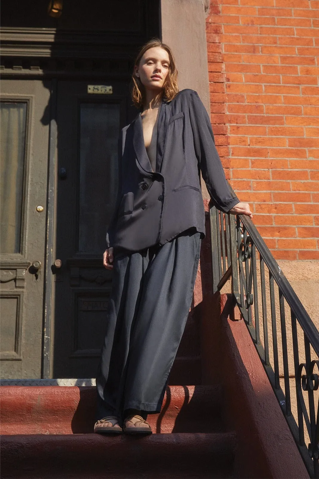 Jane Satin TENCEL™ Double Breasted Jacket | Multiple Colours