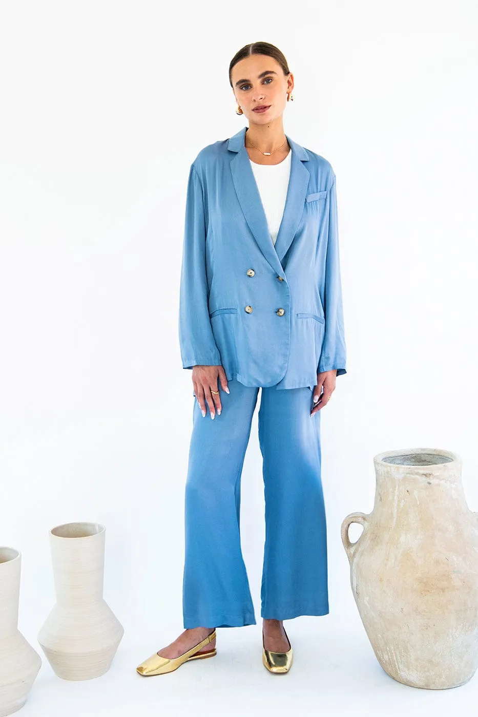 Jane Satin TENCEL™ Double Breasted Jacket | Multiple Colours
