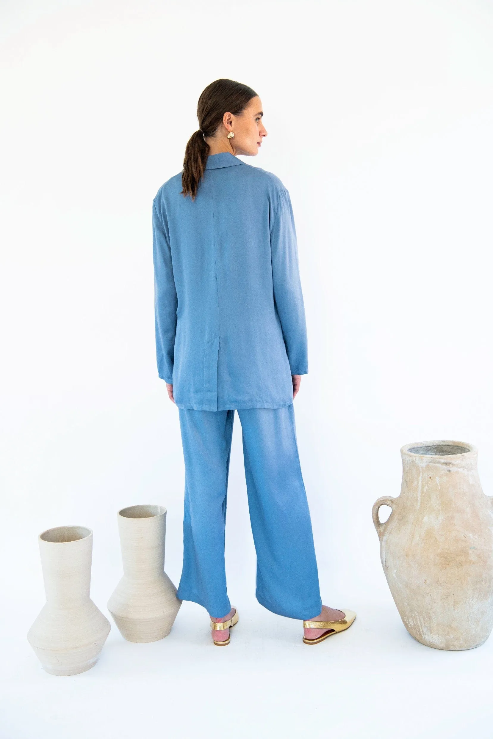 Jane Satin TENCEL™ Double Breasted Jacket | Multiple Colours