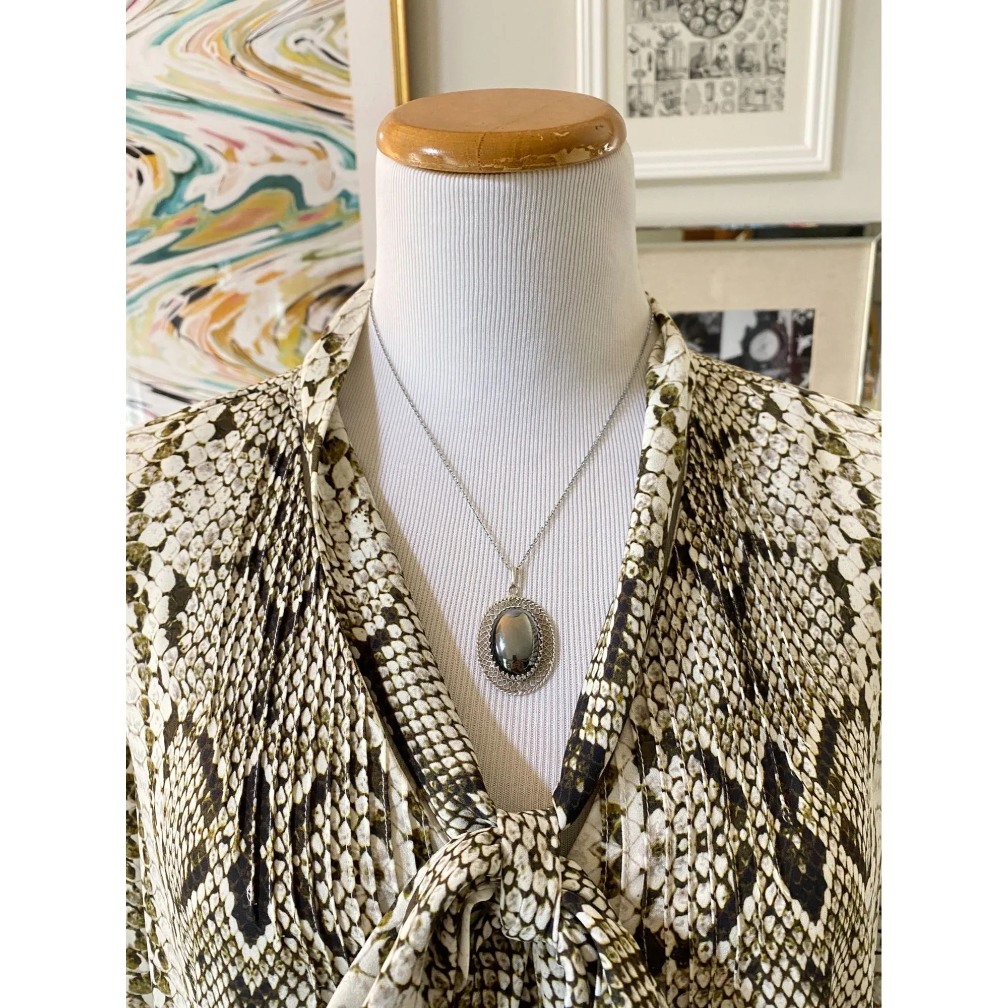 J.Crew Snakeskin Animal Print Pussy Bow Blouse