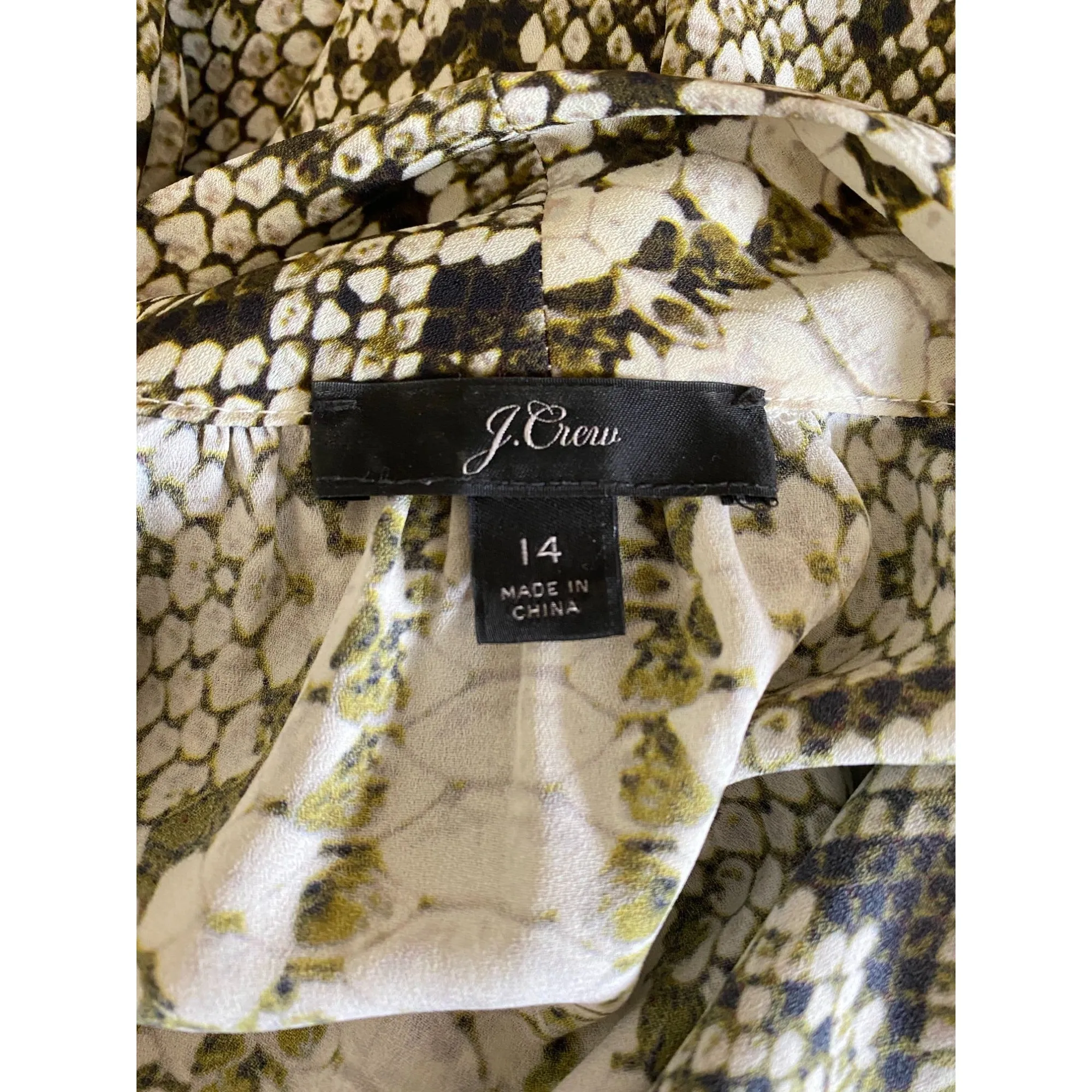 J.Crew Snakeskin Animal Print Pussy Bow Blouse