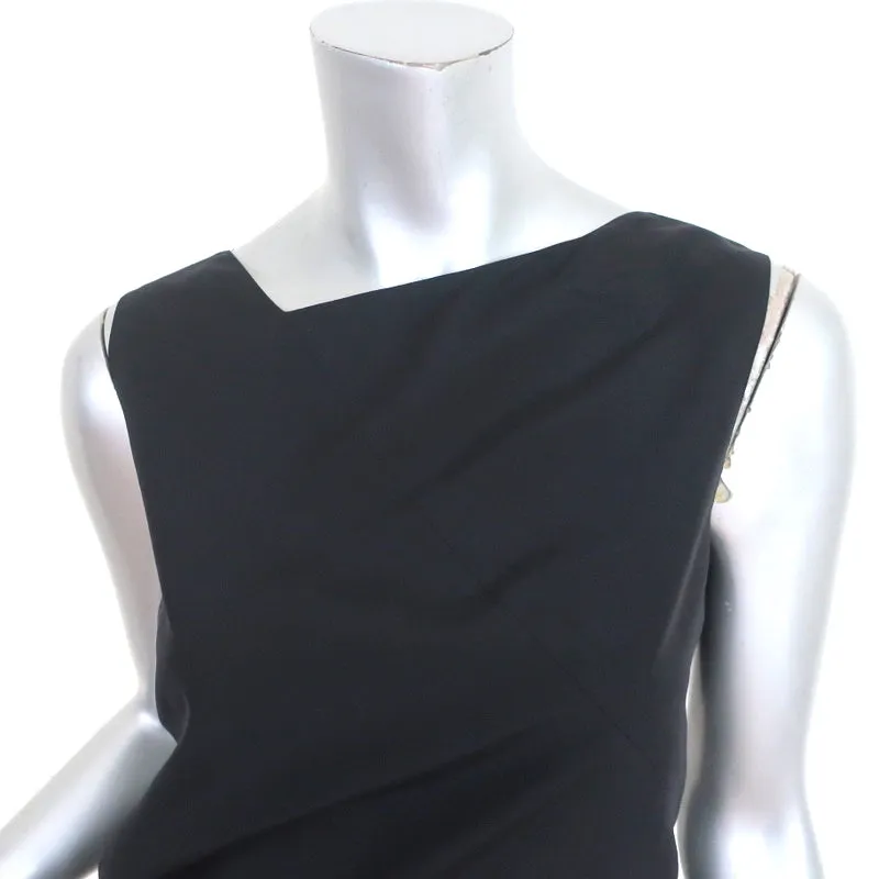 Jil Sander Asymmetric Neckline Dress Black Size 36 Sleeveless Shift