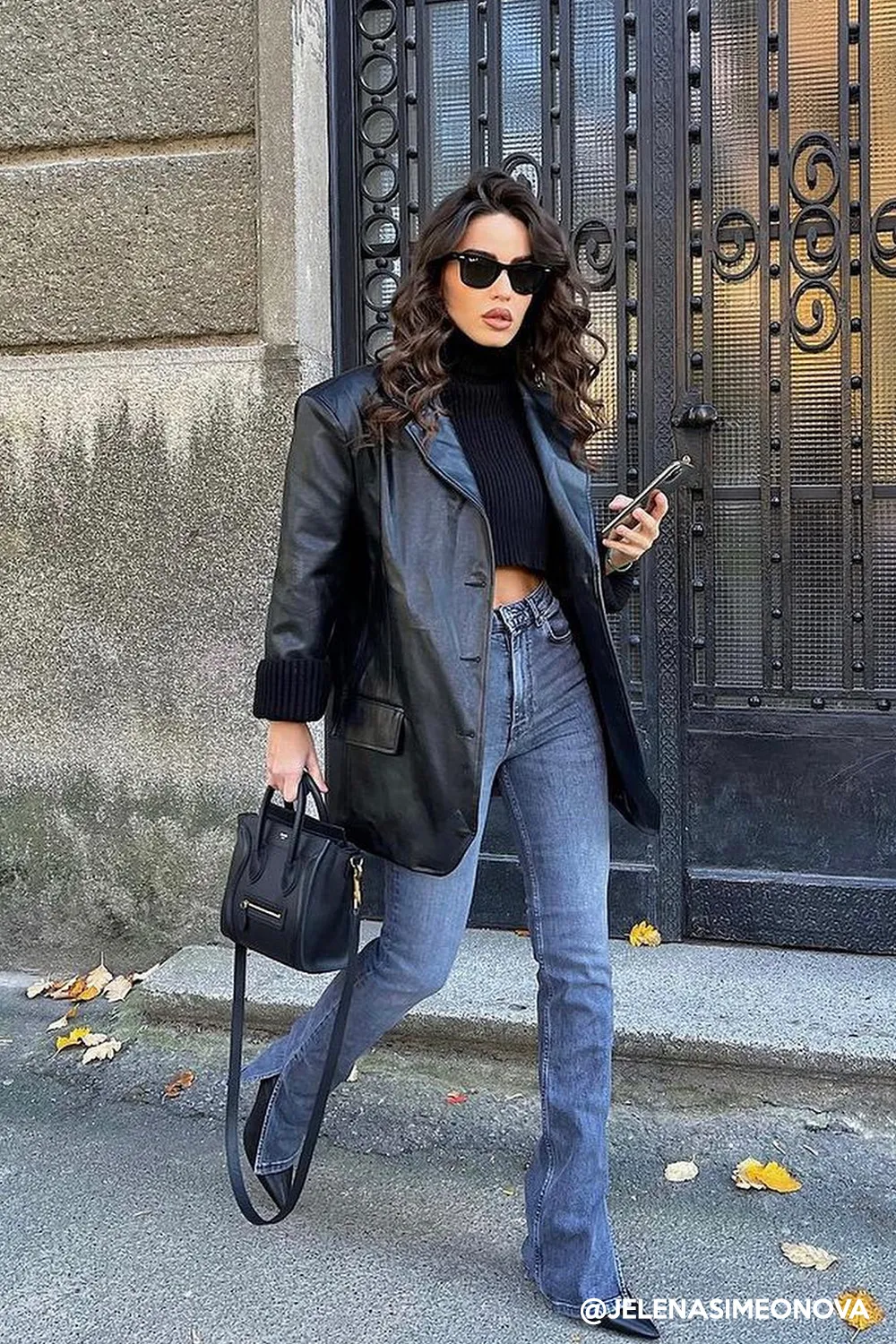 Joan Faux Leather Oversized Blazer